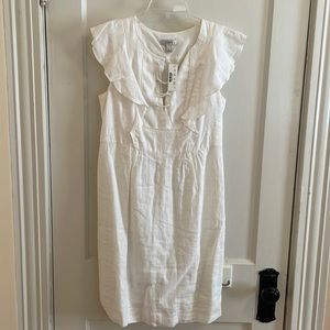 NWT J.Crew white linen dress w side zip